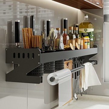 槍灰免打孔廚房置物架壁掛式多功能筷子刀架家用用品大全收納掛架