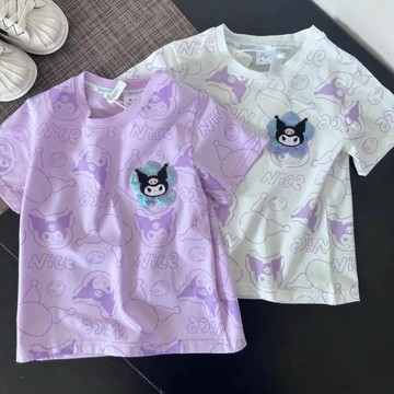 Mini baby🌷女童卡通庫洛米短袖t恤兒童夏季薄款珠片立體上衣中大童學生衣服