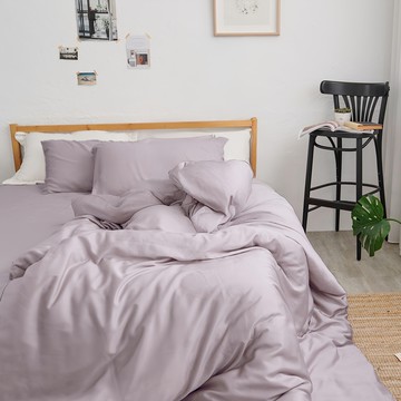 BUHO 布歐 素面文青300織100%TENCELTM純天絲雙人兩用被  兩用被 + 枕套 x 2  212 x 182cm  莫蘭迪紫