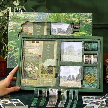 手賬套裝禮盒本子簡約手帳本文藝精致方格日記本女生款記事本筆記本子文具文創禮品【步行者戶外生活館】