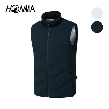 HONMA 本間高爾夫 男款輕薄羽絨發熱背心 日本高爾夫專業品牌(M-XL白色、海軍藍任選HMJD321R524)