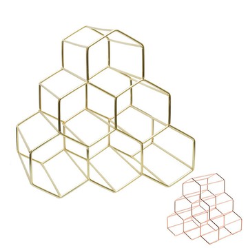 【現貨】北歐金屬紅酒架擺件創意葡萄酒架子家用客廳酒櫃展示架簡約廚房金色玫瑰金色Dhome