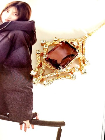 vintage jewelry  Sarah cov 暮光紫色水晶玻璃 項鍊