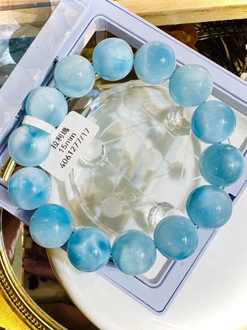 天然精品玉化拉利瑪海紋石15mm74g火爆脾氣滅火器穩定情緒緩解4