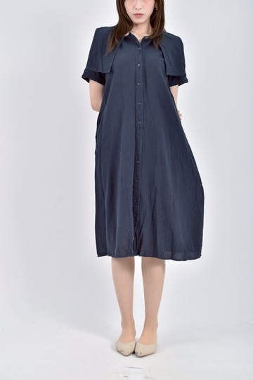 (M) samansa mos2質感排扣藍色洋裝