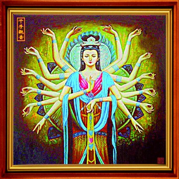 精準印花十字繡千手千眼觀世音菩薩線繡客廳供奉點貼滿磚5d鉆石畫