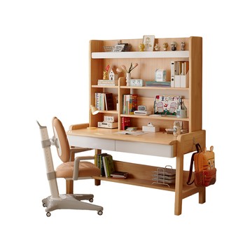 【HappyLife】實木加厚桌面書架書桌A款 80公分 Y12164原白