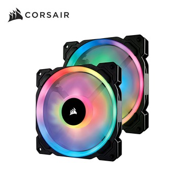 【含稅公司貨】海盜船 CORSAIR LL140 RGB雙光環 LED 140mm PWM機殼雙風扇+控制器 黑色