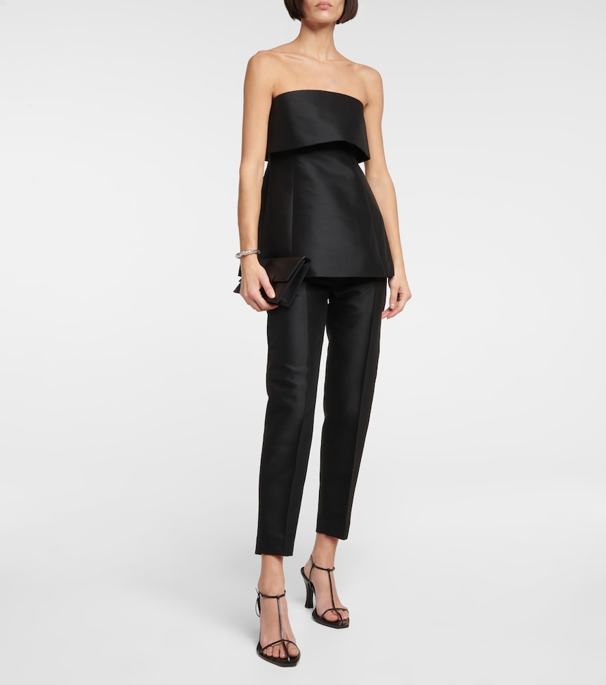 Toteme Cotton and wool-blend strapless top