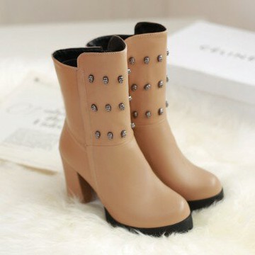 防水台側拉鏈高跟短筒女靴