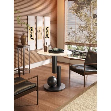 巖板邊幾茶幾茶桌陽臺客廳沙發小型家用泡茶簡易創意可移動小圓桌