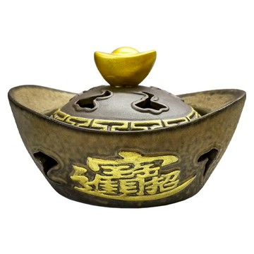 財神小舖 招財進寶 元寶手工香爐 手工陶瓷 內置防火棉  1個