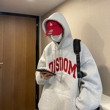 【現貨】純棉美式帽t 內刷毛男生帽踢 大尺碼上衣男 連帽大學t 秋冬長袖 情侶衛衣 連帽衫 寬鬆落肩帽t2