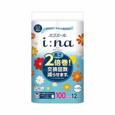 【※法人・施設限定・送料別途】i-na（イーナ）トイレットティシューシングル/723609100m12R(cm-322400)[ケース(6袋)]
