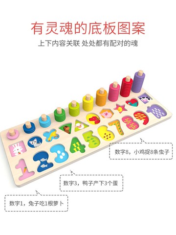 兒童數字拼圖 寶寶玩具數字積木拼圖形狀配對認知板啟蒙幼兒童3歲1蒙氏【MJ2893】