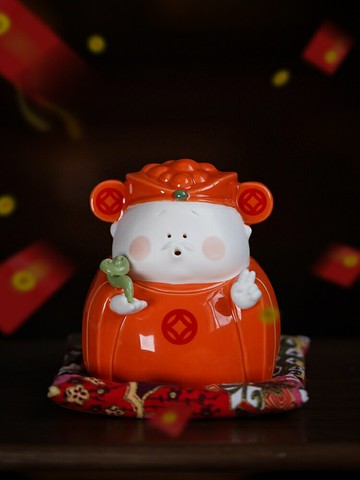 創意招財小財神陶瓷擺件家居飾品喜慶可愛桌面工藝品店鋪開業禮品