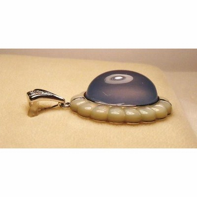 冬ギフト セ PE344:K18WG ペンダント ダイヤ 白蝶貝 ブルーカルセドニー その他