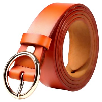 本革職人 女款 真皮時尚O型針扣式皮帶  105cm  駝色