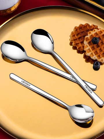 加厚304不銹鋼韓式湯勺子家用調羹長柄攪拌小勺子兒童輔食小湯匙