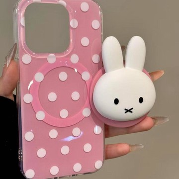 3C好物 📱 粉底波點米菲兔磁吸支架適用三星S26Plus手機殼S25Ultra新款S24女