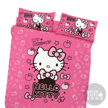 享夢城堡 單人冬夏兩用被套4.5X6.5-HELLO KITTY 貼心小物-紅.粉