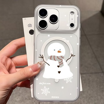 🔥南區現貨🔥簡約雪花雪人iPhone17磁吸手機殼11/14/16promax磨砂13小衆15卡通