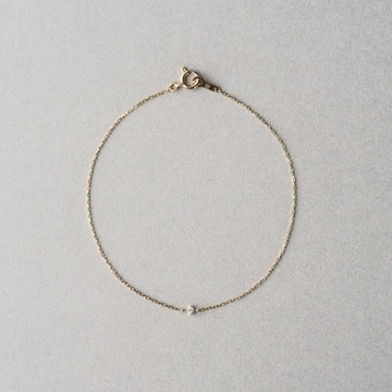 【ete】K18精緻閃耀單鑽手鍊0.01ct(金色)
