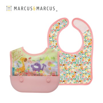 MARCUS＆MARCUS　3合1旅行收納圍兜組-粉紅花園