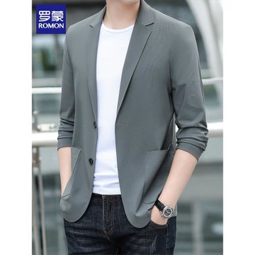 (免運)羅蒙夏季薄款防曬西服男士潮流休閑單西冰絲防曬衣西裝外套男春秋