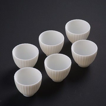 六個裝羊脂玉瓷茶杯家用純白品茗杯子喝茶功夫小杯泡茶具飲茶杯