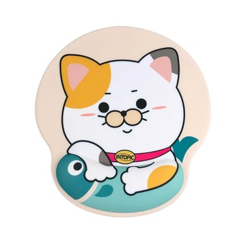 INTOPIC 廣鼎 花太郎護腕鼠墊，牛奶絲材質，奶茶色  1個