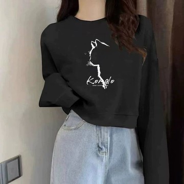 秋天女裝 韓版上衣 辣妹 大學生穿搭 長袖上衣 短版上衣 短板上衣 大學t 大學t長袖 衛衣女 寬鬆 NNM36
