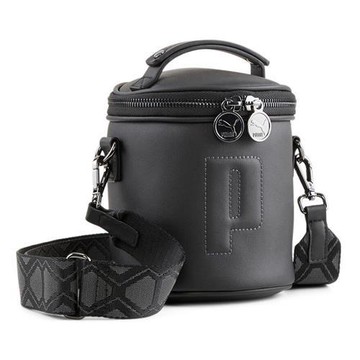 Puma 肩背包 水桶包 Sense 皮革 黑【運動世界】07993601