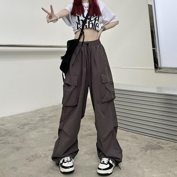 美拉德工裝褲女夏季褲子hiphop薄款美工裝褲束腳女潮流學生寬鬆夏季闊腿拉德 C4