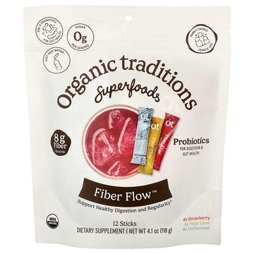Organic Traditions, Fiber Flow™，什錦口味，12 支裝，4.1 盎司（118 克）