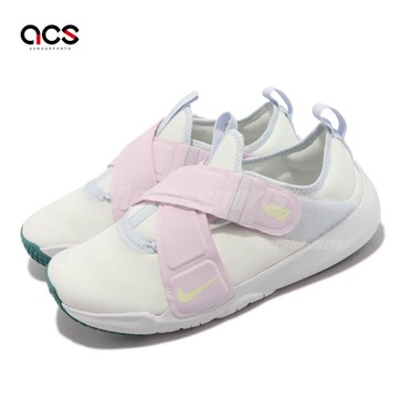 Nike 休閒鞋 Flex Advance PS 童鞋 中童 白 粉紫 套入式 交叉束帶 CZ0186-100