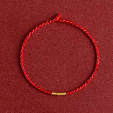 【水星記】手鍊 極細小金喜纏繞金線編織紅色手繩(78010)