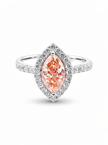 IGI-1.41克拉實驗室培育粉紅鑽石白金戒指