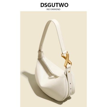 DSGUTWO 腋下包真皮手提小眾白色法棍包包女包2022新款單肩半月包