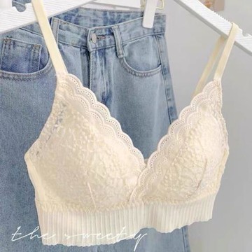 法式女士性感蕾絲無鋼圈小胸聚攏文胸罩內衣女學生純欲顯胸小bra