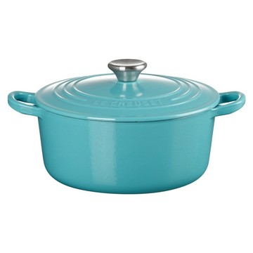 LE CREUSET 圓鐵鍋 附鋼頭鍋蓋  22cm  土耳其藍  1個
