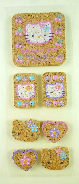 【震撼精品百貨】Hello Kitty 凱蒂貓~KITTY立體貼紙-軟木粉
