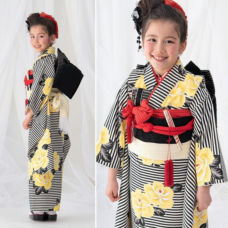 七五三 着物 四つ身 セット 女の子 7歳 7才モダン 小紋柄 14点