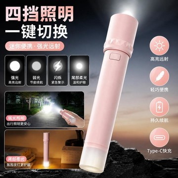 🔥臺灣出貨🔥迷你手電筒便攜超長續航強光LED可充電伸縮充電式戶外家用變焦