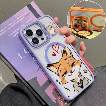 情侶尼克 磁吸手機殼 金屬鏡頭支架 保護殼 適用於iPhone 17 16 15 14 13 12 11 Max防摔殼