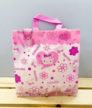【震撼精品百貨】Hello Kitty 凱蒂貓 Sanrio HELLO KITTY防水收納包/透明手提包-粉花#41709 震撼日式精品百貨