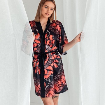 深粉紅色絲綢和服長袍新娘派對婚禮長袍禮物 KJ04