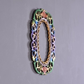 異麗實木掛件創意墻飾浴室梳妝臺鏡子壁掛玄關鏡化妝穿衣鏡框畫框