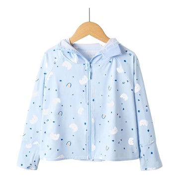 兒童涼感防曬外套 UPF50+  2XL/30~36kg/120~130cm  滿版藍雲朵