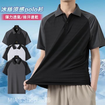 冰絲短袖polo衫 涼感polo衫 排汗短袖 夏季短袖polo衫 排汗衫 速乾短袖 冰絲涼感衣 運動短袖 商務休閒短袖